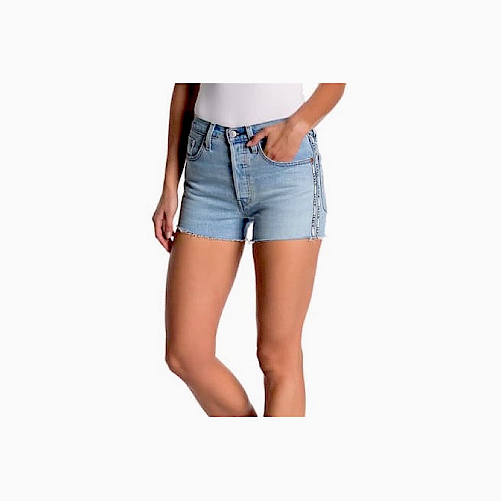 Levi’s - Light Blue 501 High Rise Logo Jean Shorts